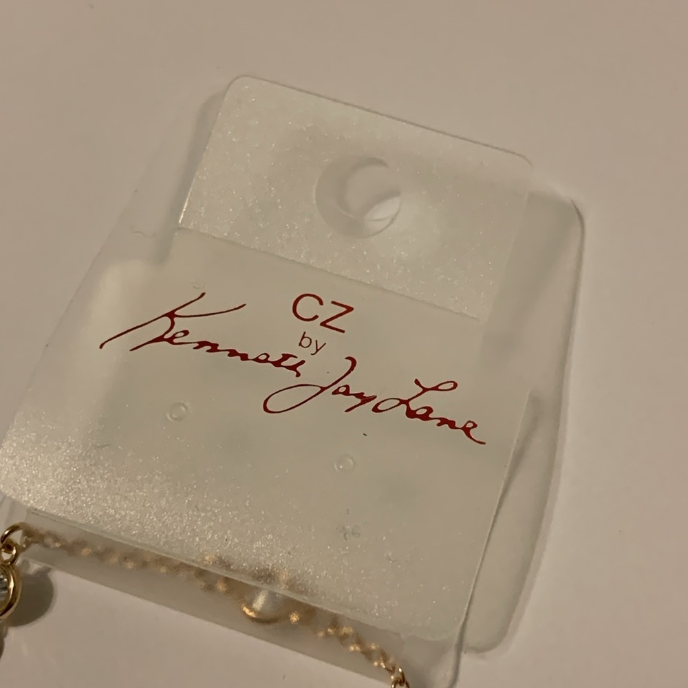 Kenneth Jay Lane CZ Gold Plated & Crystal Anklet with Organza Pouch - Picture 7 of 9
